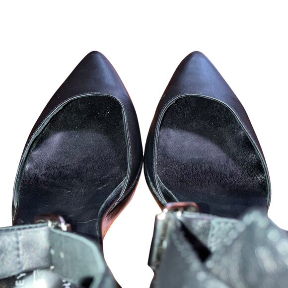 Jeffrey Campbell-Free People Black Leather Wedge Ankle-strap Heels- 7 - Picture 5 of 15